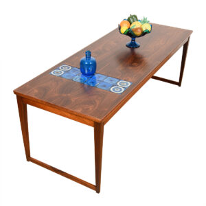 Scandinavian Modern Rosewood Coffee Table w. Tile Top Strip