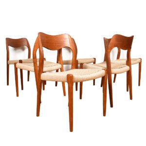 Set of 6 Danish Modern Teak Moller #71 Dining Chairs w: Corded Seats