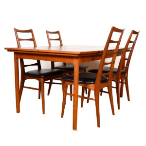 Gently Curved Expanding Dining Table in Danish Modern Teak
