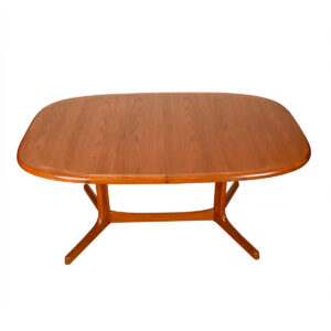 Trestle Base Danish Teak Expanding Dining Table w: Protective Table Pads