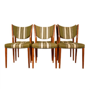 Set of 6 Danish Modern Dining Chairs w: Striped Upholstery