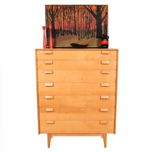 Rare 1949 Jens Risom Cerused Oak MidCentury Modern 55″ Tall Dresser