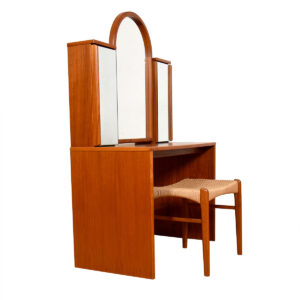 Danish Modern Teak Vanity w. Storage + Adj Mirror by Uldum Møbelfabrik
