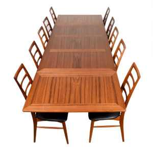 Danish Modern Teak Large Expanding Cross-Grain Dining Table