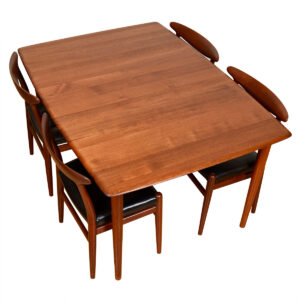 Solid-Teak Danish Modern Expanding Dining Table by Johannes Aasbjerg