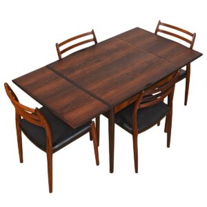 Square Danish Rosewood Compact Expanding Dining | Flip-Top Game Table