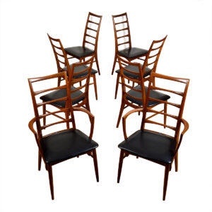 Danish Modern Walnut Koefoeds Hornslet Set of 8 (2 Arm + 6 Side) Dining Chairs