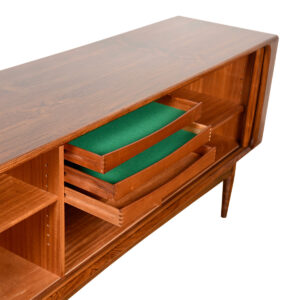 83″ Tambour Door Credenza in Danish Modern Rosewood w: Finished Backside