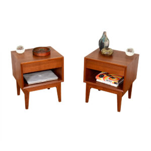 Adorable Pair of Danish Teak Nightstands | End Tables w: Finished Backsides!