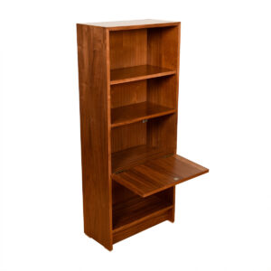 Pair of Danish Modern Walnut Mini-Bookcases | Nightstands w. Drop-Down Shelf
