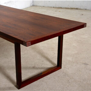 Rud Thygesen for Heltborg Møbler Sleigh Leg Coffee Table in Rosewood Accented in Aluminum