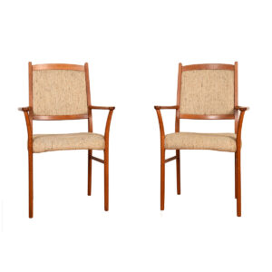 Pair of Danish Modern Teak Accent | Dining Chairs with Arms