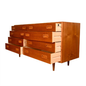 8-Drawer Danish Modern Compact Teak Double Chest of Drawers