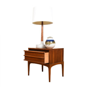 Walnut Mid Century Nightstand | End Table w. Double-Deep Drawer
