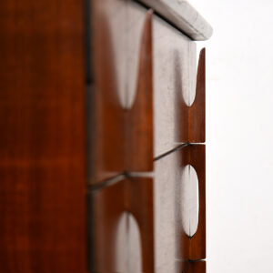 MCM Long Walnut Dresser with Sculptural Pulls and Details