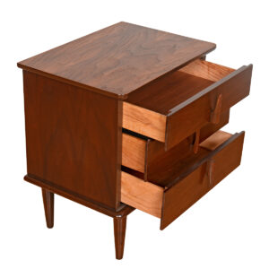 MCM Walnut Nightstand with Sculptural Pulls and Details
