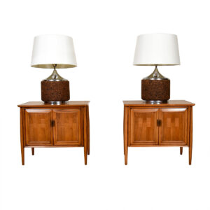 Pair of Cork and Chrome Mid-Century Lamps