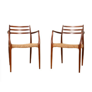 Pair of Niels Moller No. 62 Teak Arm Chairs w. Danish Cording