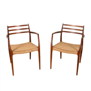 Pair of Niels Moller No. 62 Teak Arm Chairs w. Danish Cording