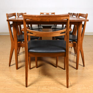 American Modernist Set of 8 (2 Arm + 6 Side) Walnut Dining Chairs by Drexel
