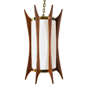 MCM Modeline Walnut Hanging Light Fixture in the Style of Adrian Pearsall