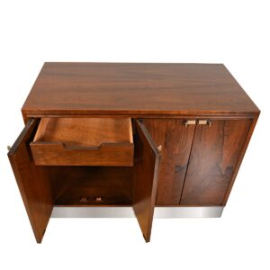 Bar | Serving Cabinet in Brazilian Rosewood w Hidden Wheels