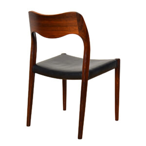 Set of 8 Ultra Luxe Niels Moller Model #71 Dining Chairs in Rosewood + Leather