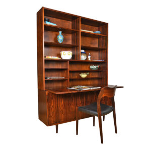 2-piece Danish Rosewood Locking Cabinet w Secretary | Bar | Bookcase Top