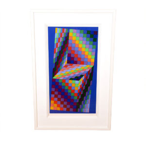 Victor Vasarely “Axo-77” Cubist Op Artwork E.A.