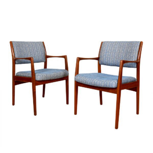 Pair of Dux Swedish Modern Teak Accent | Dining Chairs with Arms