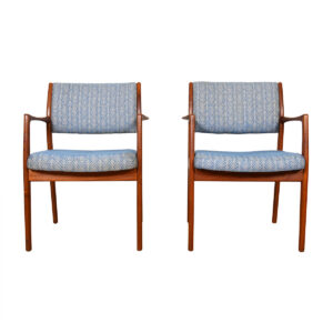 Pair of Dux Swedish Modern Teak Accent | Dining Chairs with Arms