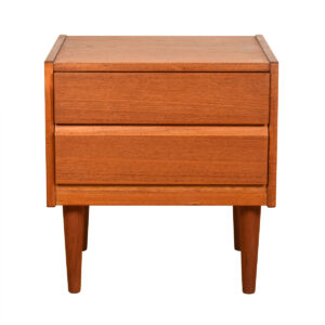 Danish Modern Night Stand | End Table w. Two Drawers in Teak
