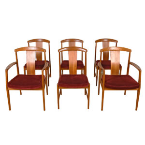 Teak Set of 6 (2 Arm + 4 Side) Swedish Modern Dining Chairs by Folke Ohlsson for Dux