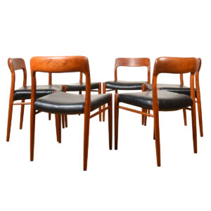 6 Danish Modern Teak Model No. 75 Niels Moller Dining Chairs