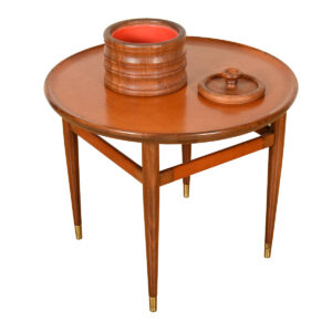 Leather Top Henredon Heritage MCM Round Coffee | Accent Table