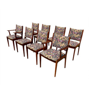 Set of 8 (2 Arm + 6 Side) Rosewood Upholstered Johannes Andersen Dining Chairs