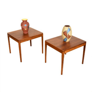Pair Mid Century Modern Walnut Side | Accent Tables