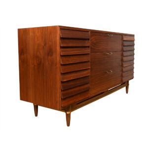 Louvered Front Walnut Dresser | Credenza — Mid Century Modern