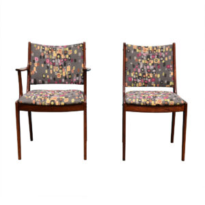 Set of 8 (2 Arm + 6 Side) Rosewood Upholstered Johannes Andersen Dining Chairs