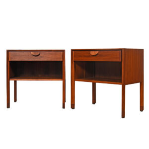 Jens Risom Pair of Walnut Nightstands | End Tables w. Finished Backsides