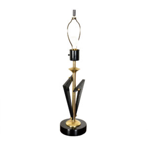 A Lil Bit Deco | A Lil Bit MCM Sculptural Table Lamp in Brass + Ebonized Metal w. Original Shade