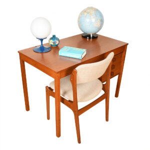 Slim 41″ x 23″ Danish Modern Teak Three-Drawer Writing Desk