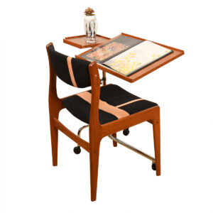 Rolling Danish Modern Teak Adjustable (Height + Angle) Work Table | Tray Stand
