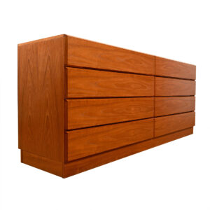 Scandinavian Modern Teak Long 8 Drawer Dresser