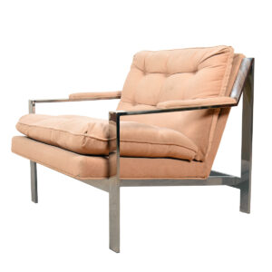 Vintage Cy Mann Mid-century Modern Upholstered Chrome Lounge | Club Chair