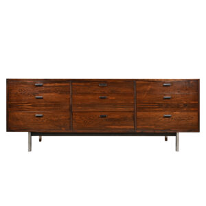 American Modernist 9-Drawer Dresser | Sideboard in Rosewood w. Chrome Legs