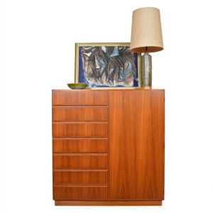 Danish Teak Gentleman’s Chest | Dresser w. Drawers + Shelves by Komfort