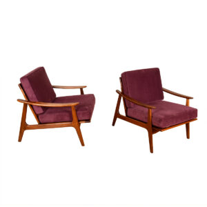 Pair, Danish Modern Walnut Lounge | Club | Easy Chairs