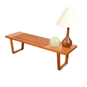 George Nelson Style Coffee Table | Bench | Media Platform w/ Off-Center Slats