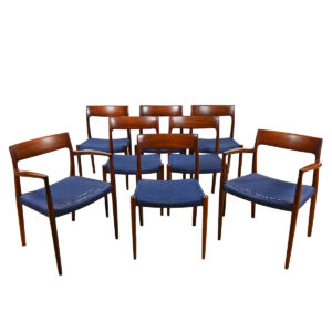 Rare Brazilian Rosewood Set of 8 (2 Arm + 6 Side) Model #57 + #77 Niels Moller Dining Chairs